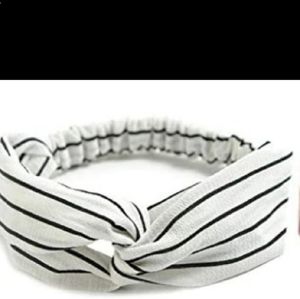 White Boho Headband with Stripes